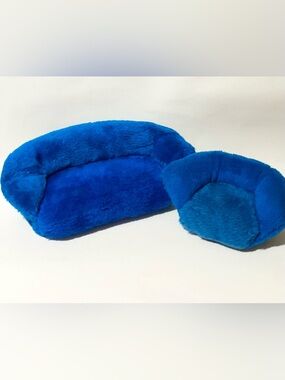 Vintage Royal Blue Barbie Size Fashion Doll Couches Furniture